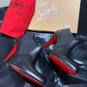 Authentic Christian Louboutin Black leather ankle booties. Size 10.5